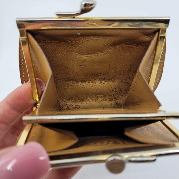 Gucci Coin Purse Vintage Kiss Clasp GG Brown Double Compartments Small - Picture 7 of 15